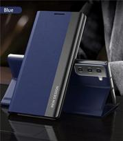 Prabangus odinis atverčiamas dėklas, skirtas Samsung Galaxy S25 Edge S24 S23 S22 S21 S20 Ultra S10 Plus S23 S21 S24 FE Note 20 Ultra, su stoveliu For S23 Plus mėlyna