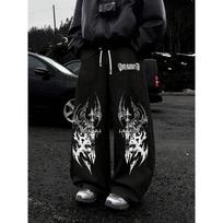 Gotikinis Metalinis Kardas Spausdinimo Sportinės Kelnės Lotyno Amerikos Gatvės Stilius Y2K Vyriškos Laisvos Laisvalaikio Kelnės 3XL juoda