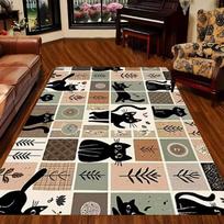 Cute Cat Printed Carpet Indoor and Outdoor Mats Bedroom Living Room Terrace Garden and Courtyard Decoration Cat Themed Decor 40cm x 60cm gray