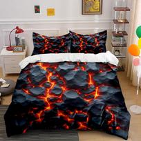 Fiery Lava Rock Bedding Set  Bedding Duvet Cover Set Duvet Cover Pillowcases (1 * Duvet Cover 2 * Pillowcases, without duvet insert) 140x200cm black