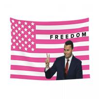 Charlie Kirk Amerikos vėliavos gobelenas Spalvingas poliesterio sienos kabinamas kambario dekoras Stalo uždangalas Retro pledas Size: 75*100cm, Weight: 230 GSM pink