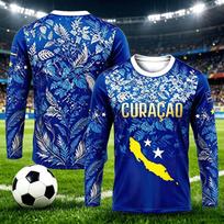 2026 Curacao 3D spausdinimo ilgomis rankovėmis futbolo marškinėliai, pralaidūs orui kasdieniai sportiniai mados viršutiniai drabužiai vyrams ir moterims 3XL white