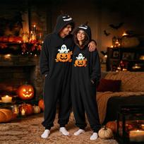 Porų Helloween flaneliniai pižamos vyrams ir moterims L juoda