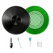 6 vnt. Atrankos dubuo su sietu, pilnas komplektas, briaunota keptuvė hobbyistams, upeliui, upeliukui Grn 6-pc SET Sieve black