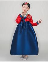 Merginų birželio 1-osios Korėjietiškas Tradicinis Hanbok Šokio Kostiumas Rinkinys 120 cm blue