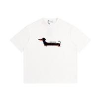 2026 m. Vintažinio gatvės stiliaus takso šunelio grafinis spaudinys, apvalia iškirpte, medvilninis trumpomis rankovėmis T-shirt, madingi laisvalaikio unisex viršutiniai drabužiai Unisex Unisex M white