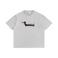 2026 m. Vintažinio gatvės stiliaus takso šunelio grafinis spaudinys, apvalia iškirpte, medvilninis trumpomis rankovėmis T-shirt, madingi laisvalaikio unisex viršutiniai drabužiai Unisex Unisex L gray