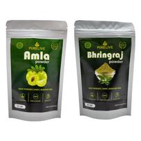 Amla Powder + Bhringraj Powder Combo for Hair - 100% Natural Herbal Hair Care (Separate Packs) (50 GM) gray