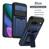 Kortelių laikiklis Stovas Dėklas Pixel 11 Pro XL 11 pro pixel 10 Pro XL Nematomas Laikiklis Integruotas Slankiojantis Kameros Apsaugos Dangtelis Google Pixel 11 Pro mėlyna