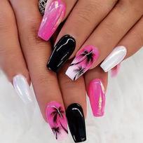 24Pcs Long Ballerina Press On Nails Glitter Rhinestone Pointed False Nails Removable Full Cover Artificial Manicure Tips