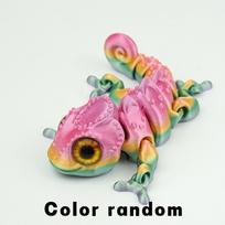 Daugiaspalvis 3D spausdintas chameleono modelis PLA, sąnarių gyvūno figūrėlė, stalo dekoracija rožinė