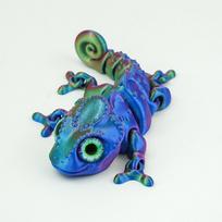Daugiaspalvis 3D spausdintas chameleono modelis PLA, sąnarių gyvūno figūrėlė, stalo dekoracija mėlyna