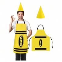Spalvoti kreideliniai moliukai Helovino prijuostė Nykštuko kūginė kepurė Rinkinys Suaugusiųjų kostiumas Helovino Cosplay 74*64 yellow