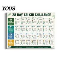 Low Impact Mobility Training 28 Day Tai Chi Challenge Poster, Beginner Guide Chart, Coordinated Movement Plan Standing Home Workout 20cm B gray
