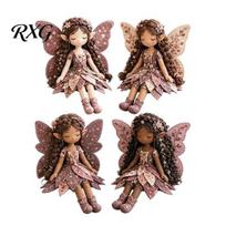 Sewing Gift for Craft Lovers Magical Fairy Patchwork Kit, DIY Flower Fabric Make Handcrafted Seniors 4 Winged Dolls, Kit Beginners, Home Decor Weekend D