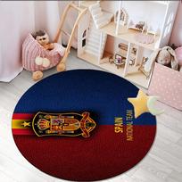 1PC round rug Spain FC Crest Printed Round Area Rug ,Rug For Home Office, Round Chair Rug, Decorative Carpet Fan gifts Christmas gift Diameter 60cm