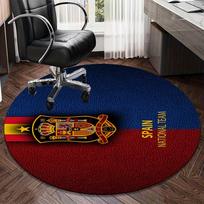 1PC round rug Spain FC Crest Printed Round Area Rug ,Rug For Home Office, Round Chair Rug, Decorative Carpet Fan gifts Christmas gift Diameter 100cm