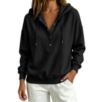 Moterų V formos iškirptės ilgomis rankovėmis megztinis-bluzonas Spalvotas laisvalaikio viršutinis drabužis kasdieniam dėvėjimui L juoda