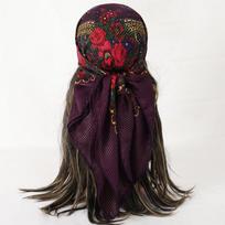 70X70CM Square Fashion Scarf Women Floral Cotton Bandanas Lady Scarves HIjab Headband Accessories Handkerchief Hair 70x70cm black