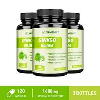 Ginkgo Biloba Capsules 120 Count 1200mg — Daily Wellness, Antioxidant Support, Nutritional Support 120*3