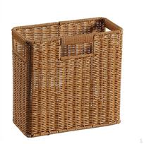 Siauras pintas krepšys Namų biuro organizatorius, Rankomis austas PE rotangas Šalia sofos laikymui, Butas Light Coffee Lidded, Woven 38x27x15cm