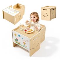 VEVOR Montessori atjunkymo stalas ir kėdė, medinis, vaikų stalo ir kėdės komplektas mažyliams 1-5 m., pakojis su lentos paviršiumi ir 3 reguliuojamais aukščiais