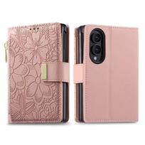 For Samsung Galaxy Z Fold 8 Ultra Z Fold 7 6 5 4 3 Leather Phone Case Zipper Wallet Dual Card Slots Card Holder Flip Cover Bag Galaxy Z Fold 8 rožinė