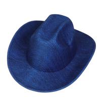 Dyed Denim Western Cowboy Hat, Two‑Style Teardrop / One‑Top Crown Cowgirl Cowboy Hat, Removable Hat Band, Couple Travel Party Costume Hat One size blue