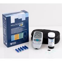 Multicare IN gliukozės, cholesterolio ir trigliceridų matuoklis su 5vnt. cholesterolio juostelių pakuote ir 25vnt. trigliceridų juostelių pakuote
