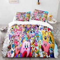 Animacinis Kirbio patalynės komplektas 3D spausdintas Kawaii Waddle Dee Elfilin Antklodė Užvalkalas Pagalvės užvalkalas Vaikų kambario lovos komplektas Viengulis Twin King AU Single(140x210cm)