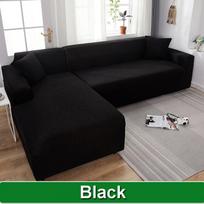 Tvirtas sofos užvalkalas svetainei sofos užvalkalas Elastingas L formos kampinis sofos užvalkalas tamprus sofos užvalkalas 3 Seater 185-230cm juoda