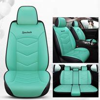 Penkiavietis automobilio sėdynės užvalkalas PU odinis universalus sėdynės pagalvėlė Minkštas ir patogus kilimėlis, skirtas visureigiams sunkvežimiams Five-seater žalia