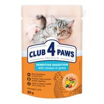 Premium visavertis konservuotas pašaras suaugusioms katėms jautriam virškinimui „SENSITIVE DIGESTION“, CLUB 4 PAWS 80 g x 24