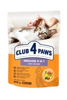 Visavertis sausas pašaras suaugusioms katėms CLUB 4 PAWS PREMIUM INDOOR 4 IN 1 su vištiena, 900 g