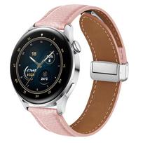 LUJING odinis dirželis, skirtas Samsung Watch 4/5/6 40mm 44mm 5 Pro 45mm magnetinė sagtis, skirta Galaxy Watch 6/4 Classic 43mm/47MM 42mm/46mm apyrankė Galaxy Watch 4 40 44 rožinė