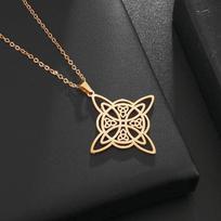 Išraiškingas mados airiškas keltų mazgo brangakmenio pakabukas iš nerūdijančio plieno raganavimo raganos mazgo vėrinys vyrams moterims amuletai AL19043-Gold gray