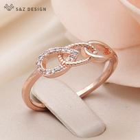 Fashion Temperament Wax Inlay Water Drop Cubic Zirconia Adjustable Rings For Women Rose Gold Color Jewelry beige