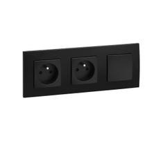 Legrand -Dviejų lizdų namų rozetė 250V/16A ir vienpolinis jungiklis nr. 1 NILOE juoda