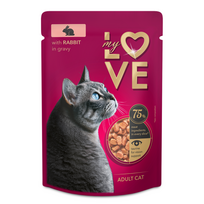 Pilnavertis konservuotas pašaras suaugusioms katėms su triušiena padaže MY LOVE 85g x 24