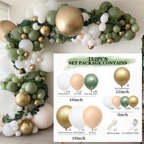Balionų girliandos rinkinys, Gimtadienio puošmena, Balionų grandinėlių rinkinys bean green gold set 8-9