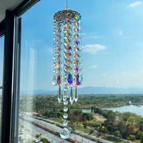 Sodo Spalvingas Vėjo Varpelis Metalinis Krištolinis Vėjo Varpelis Spalvingo Stiklo Kabantis Papuošimas Sodo Kambario Kabantis Papuošimas Dovanėlė Draugui blue