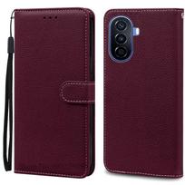 Nova Y70 dėklas Huawei Nova Y70 dėklui Odinis atverčiamas piniginės dangtelis Huawei NOVA Y70 telefonų dėklams Y 70 Plus Coque Fundas Korpusas Huawei Nova Y70 vyno raudonos spalvos