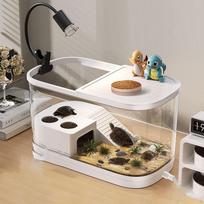 Akvariumas vėžliams su šildymo zona ir dangčiais ropliams Beige Medium white