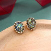 Vintage nostalgic S925 silver needle stud earrings femininity personality baroque court style earrings ear jewelry gray