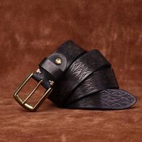 Odinis diržas vyriškas personalizuotas raižytas dizainas sutirštintas ir ypač storas retro tikros galvijų odos paviršius kasdienis džinsinis diržas 130cm black