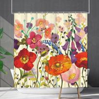 Dušo užuolaida atspari vandeniui ir pelėsiui, su 3D skaitmenine spauda, augalų, gėlių ir žolių motyvais, vonios kambario pertvaros užuolaida Shower curtain 90 * 180 red