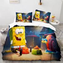 Animacinis Anime SpongeBob lovos komplektas 3D spausdintas Patrikas Kalmaras Užvalkalas Antklodės užvalkalas Pagalvės užvalkalas Lovos komplektas Pilnas Karalienės Karaliaus dydis 135x200cm 2pcs yellow