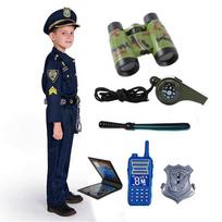 Papildykite savo vaiko policininko kostiumą racija, švilpuku ir antrankiais! M(8-10T) black