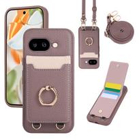 Odinis telefono dėklas su kortelių laikikliu ir dirželiu Google Pixel 9a/10 Pro, ličių raštas, japoniškas ir korėjietiškas stilius Google 10a