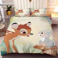 Bambi 3D vaikiškos poros lovos patalynės komplektas Mielas spausdintas animacinis antklodės užvalkalas Poliesterio antklodės komplektas Viengulė King dydžio 135x200cm